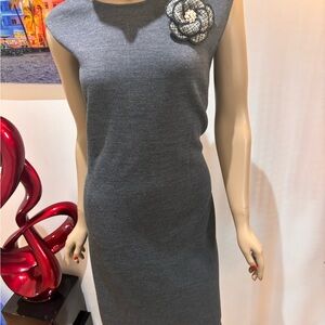St. John Charcoal Gray Sleeveless Sheath Dress 16 XL summer spring career